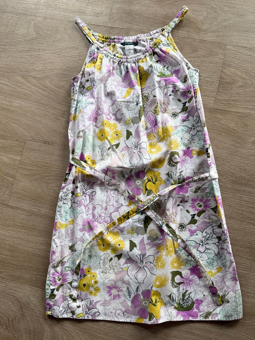 J. Crew Floral Halter Mini Dress in White, Yellow, Pink